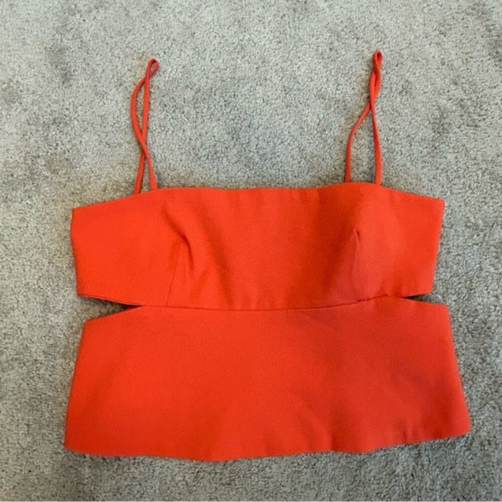 Zara Bright orange cutout camisole top blouse Sz L NWOT spring summer festival - Picture 5 of 16